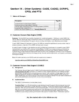 Section 15 Other ystemsCADE, CADE2, CRIPSand FTD Nature of Changes 
..