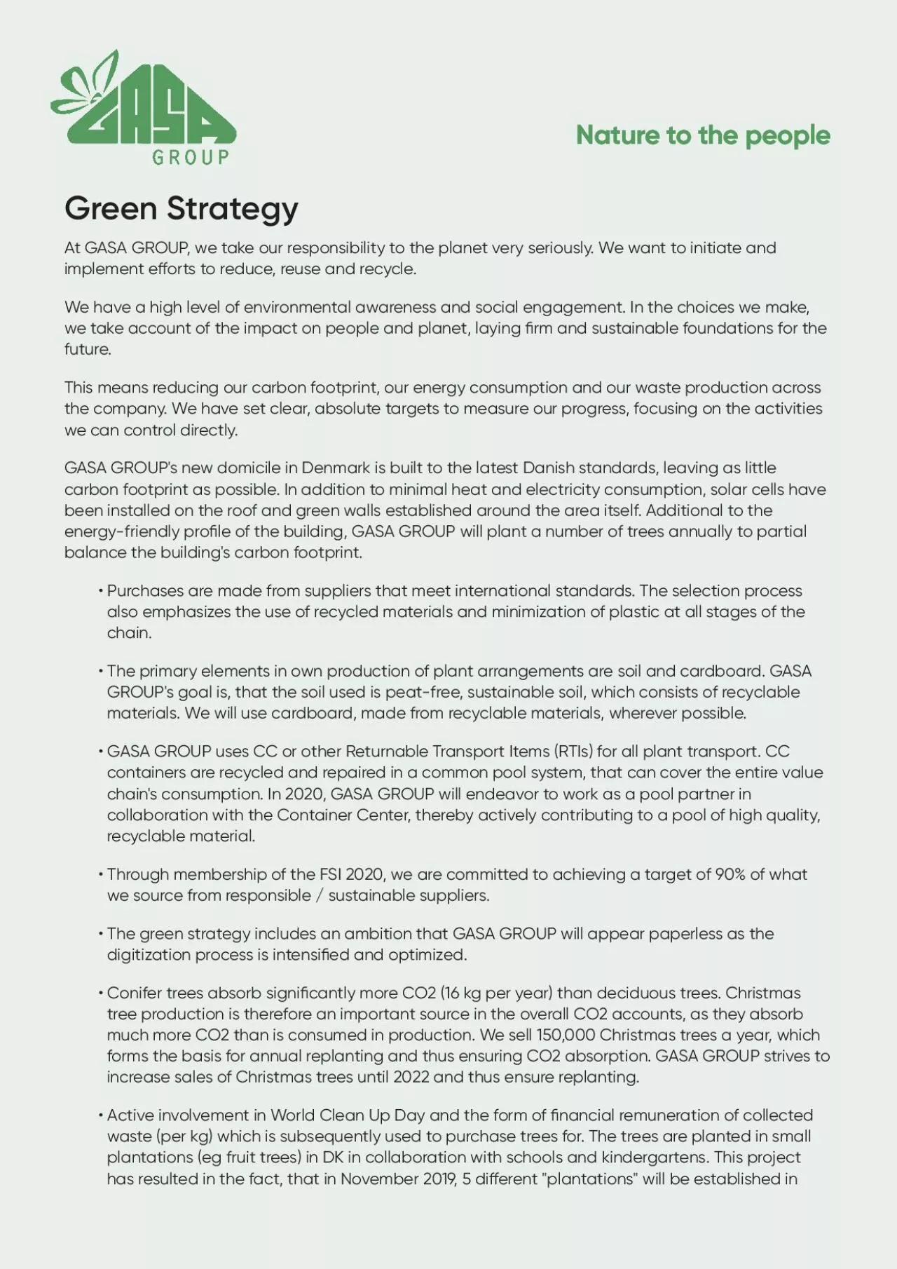 PDF-Green Strategy At GASA GROUP, we take our responsibility to the planet