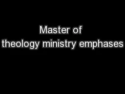 Master of theology ministry emphases