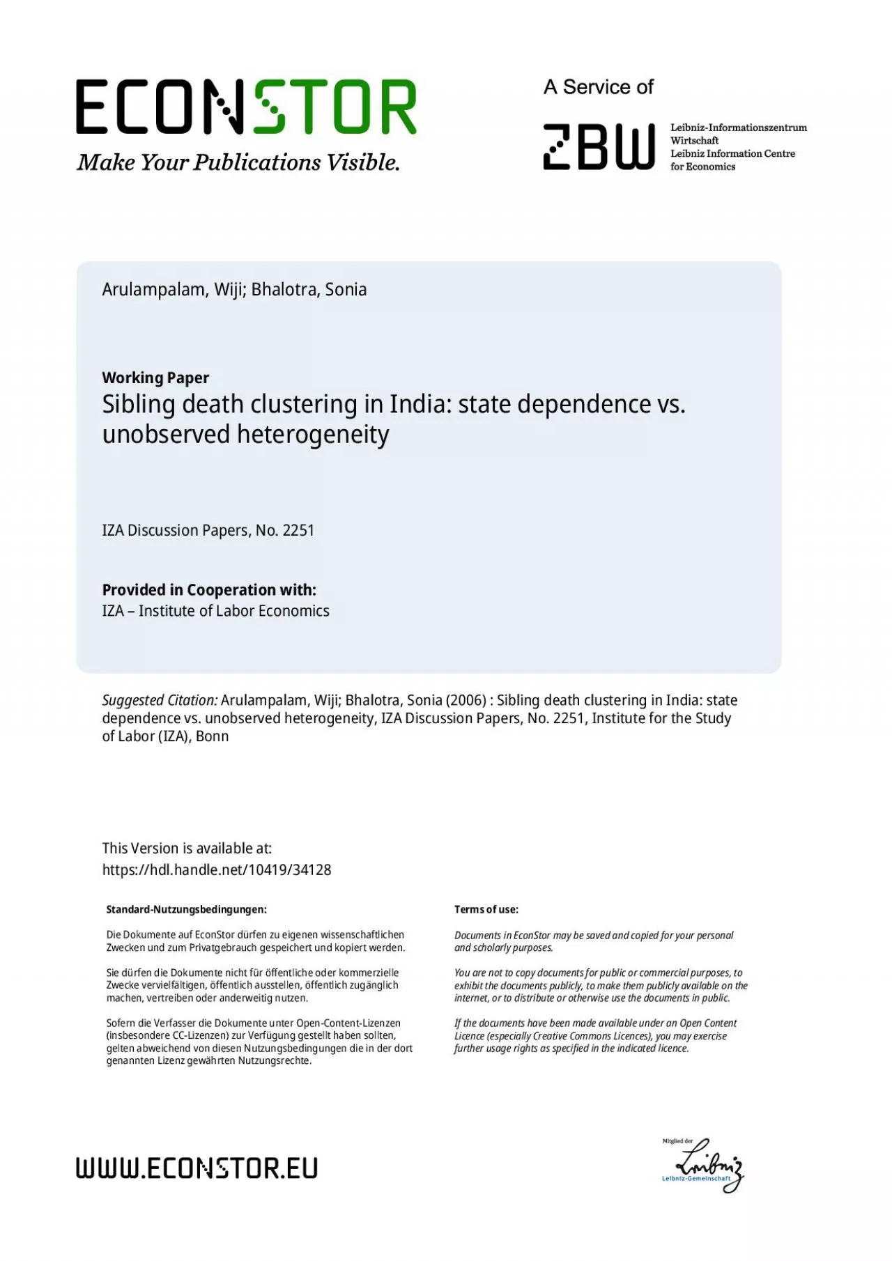 PDF-Sibling Death Clustering in India: