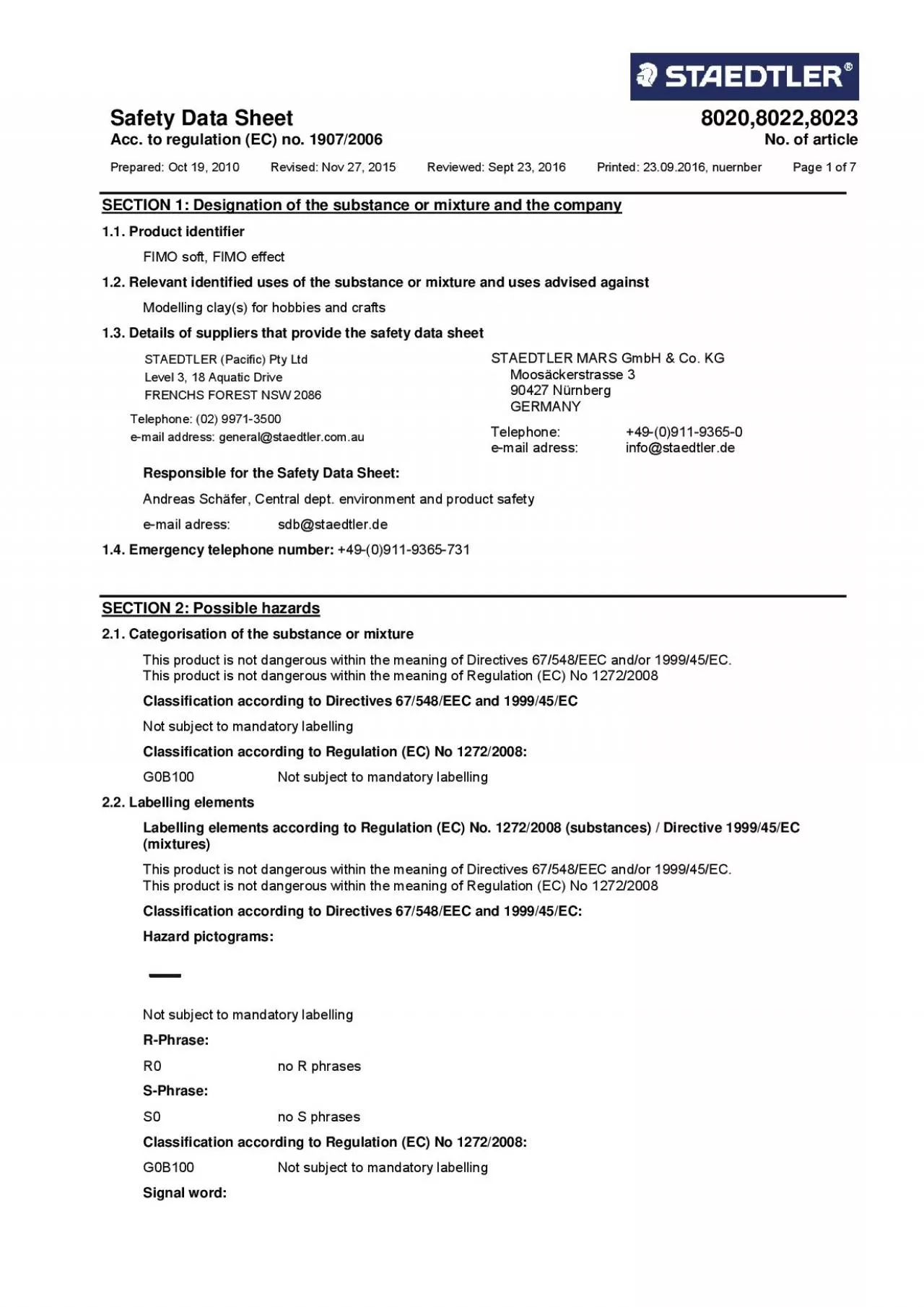 PDF-Safety Data Sheet 8020,8022,8023Acc. to regulation (EC) no. 1907/2006