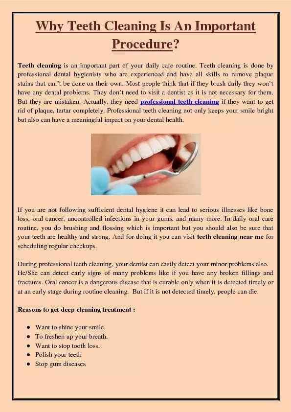 Why Teeth Cleaning Is An Important Procedure?