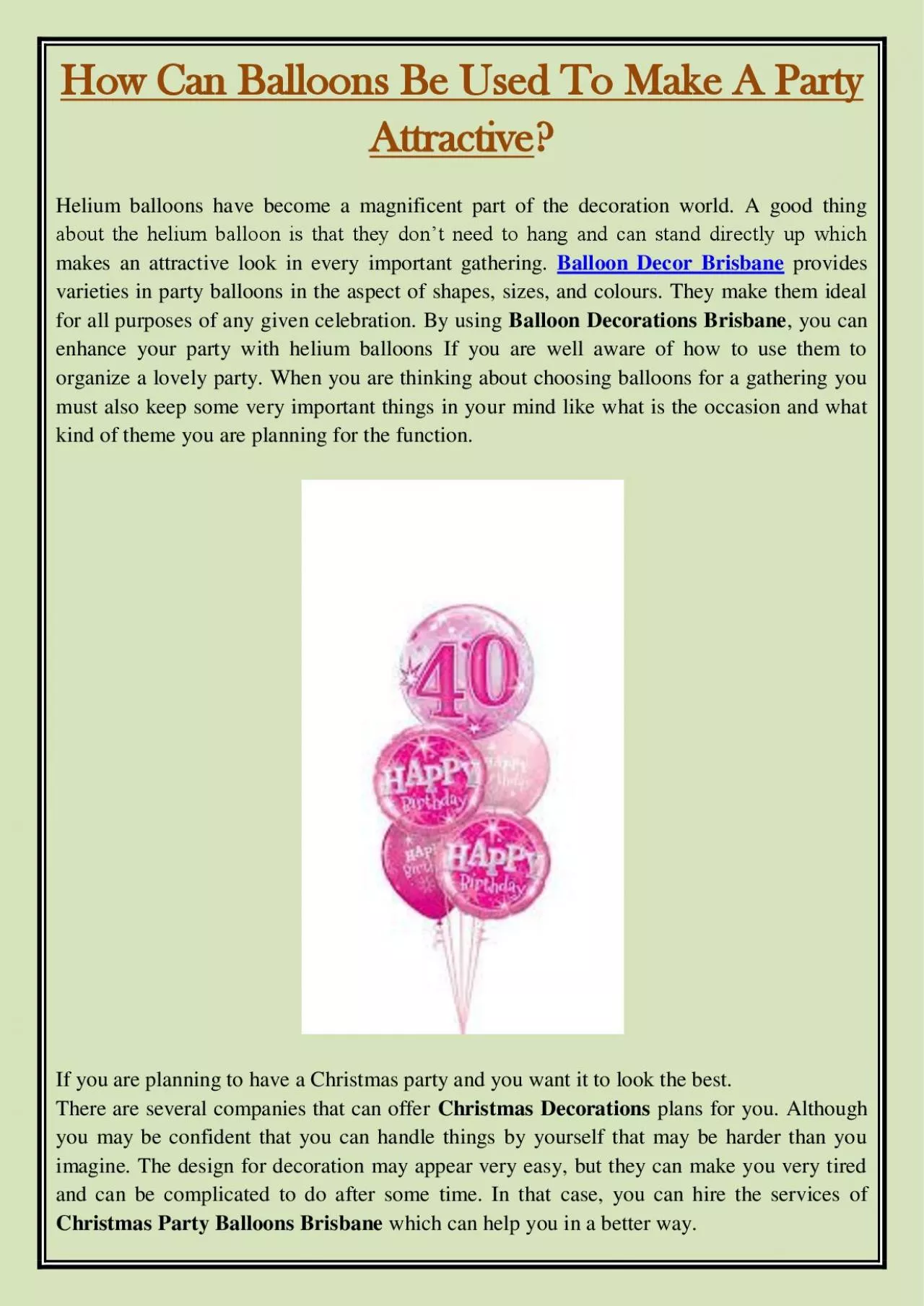 PDF-How Can Balloons Be Used To Make A Party Attractive?