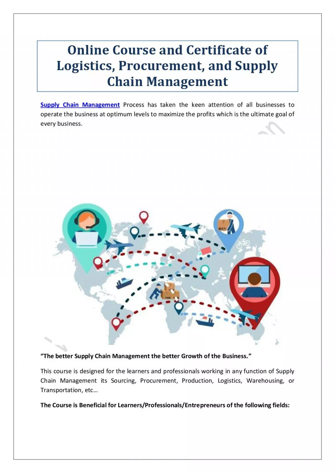 PDF-Online Course and Certificate of Logistics, Procurement, and Supply Chain Management