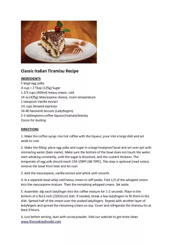 Classic Italian Tiramisu Recipe