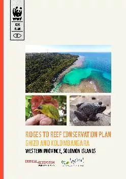 RIDGES TO REEF CONSERVATION PLAN