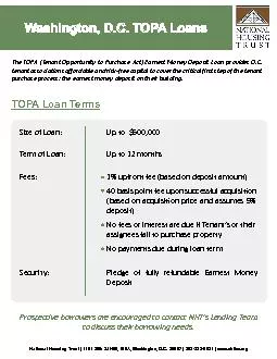 Washington, D.C. TOPA Loans