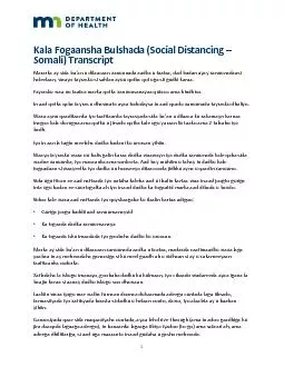 ��1 Kala Fogaansha Bulshada (Social Distancing – So