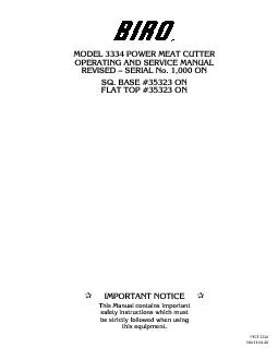 MODEL3334POWERMEATCUTTEROPERATINGANDSERVICEMANUALREVISED–SERIALNo