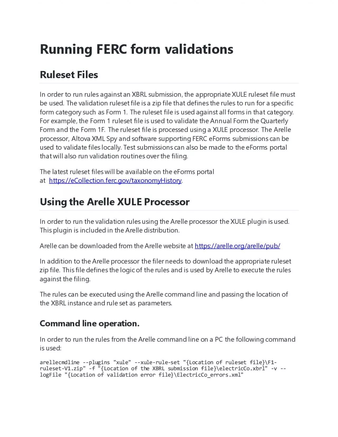 PDF-Running FERC form validations