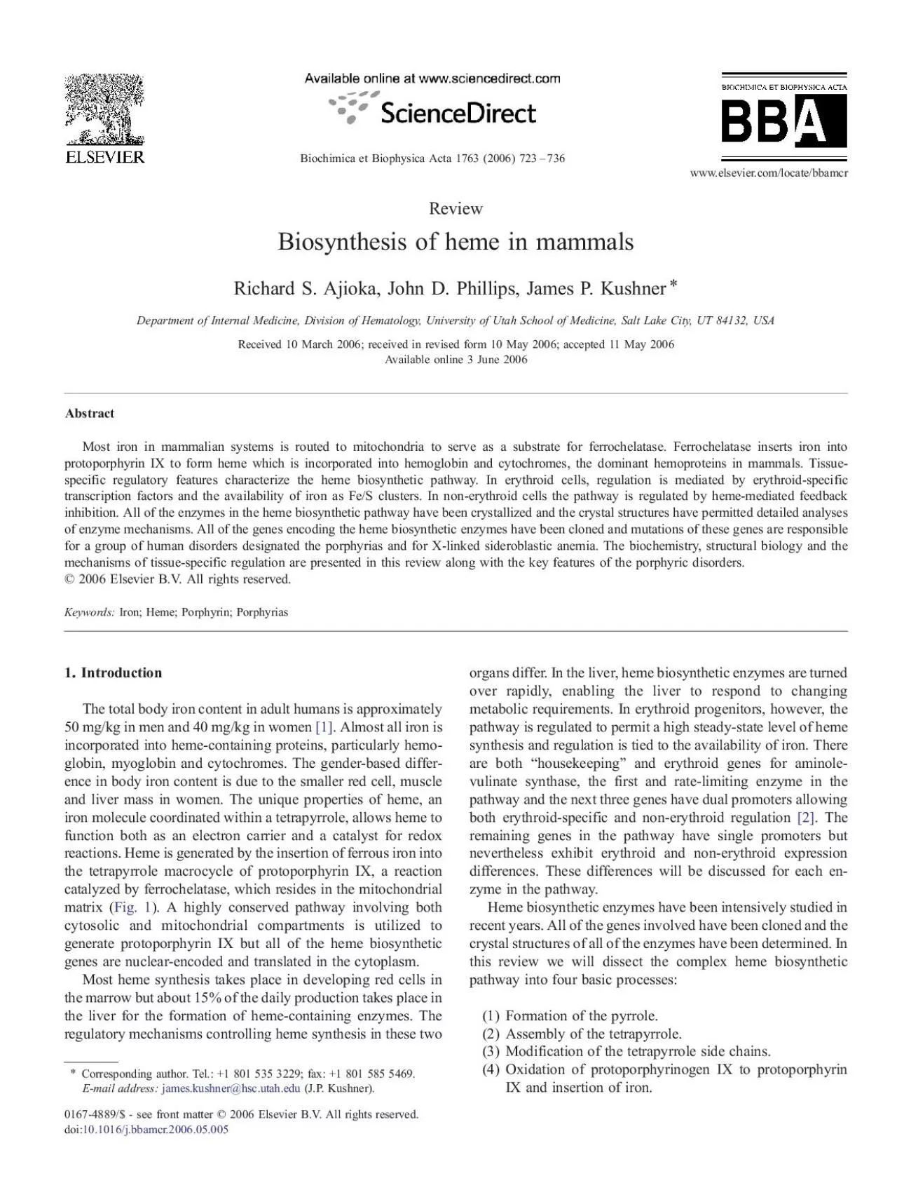 PDF-BiosynthesisofhemeinmammalsRichardS.Ajioka,JohnD.Phillips,JamesP.Kushn