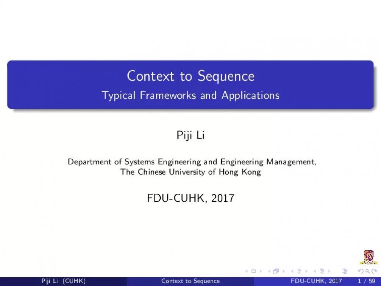 PDF-ContexttoSequenceTypicalFrameworksandApplicationsPijiLiDepartmentofSys