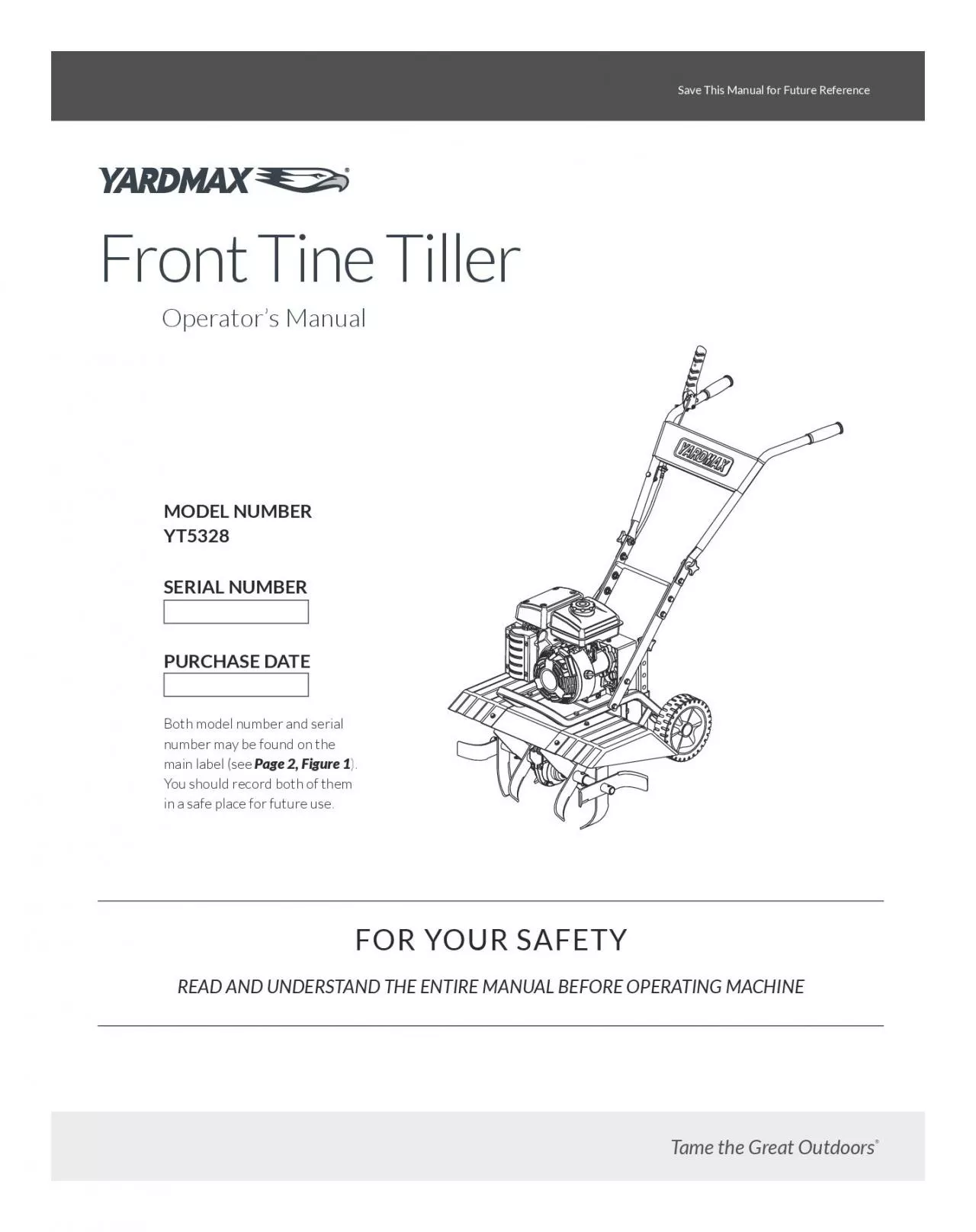 PDF-Save This Manual for Future Reference Front Tine TillerOperator’