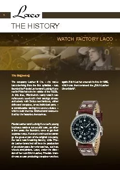 WATCH FACTORY LACOTHE HISTORY  Laco deriving from the �rst
