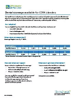 Dental coverageavailable for COFA islandersThe Health Care Authority p