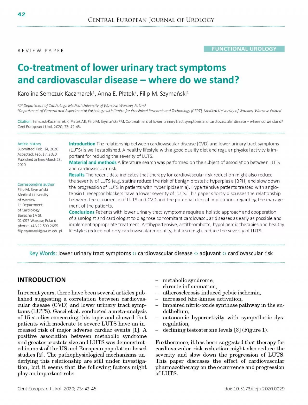 PDF-R E V I E W P A P Co-treatment of lower urinary tract symptoms and c