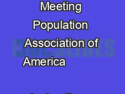 PAA  Call for Papers Annual Meeting Population Association of America                