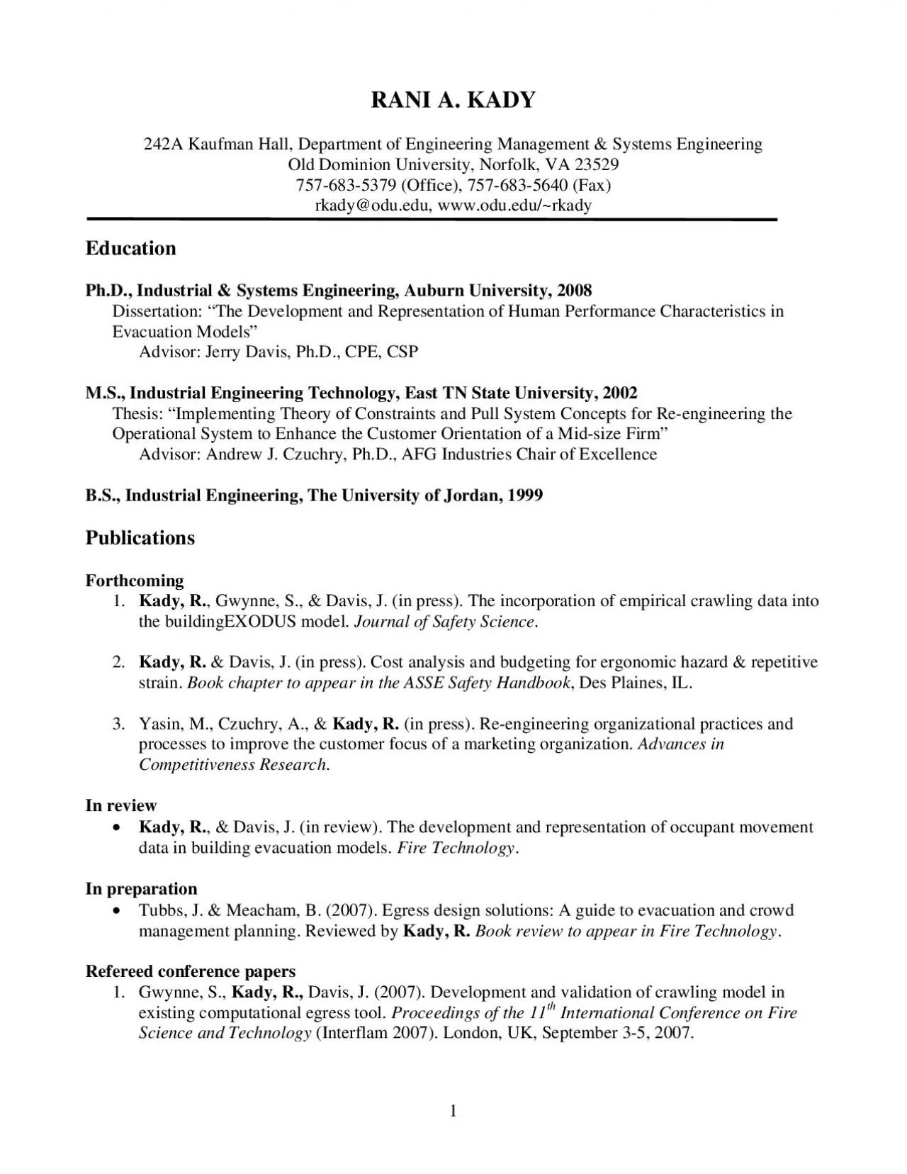 PDF-242A Kaufman Hall, Department of Engineering Management & Systems Engi