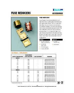 Fuse Reducers – Catalog NumbersFUSE REDUCERS