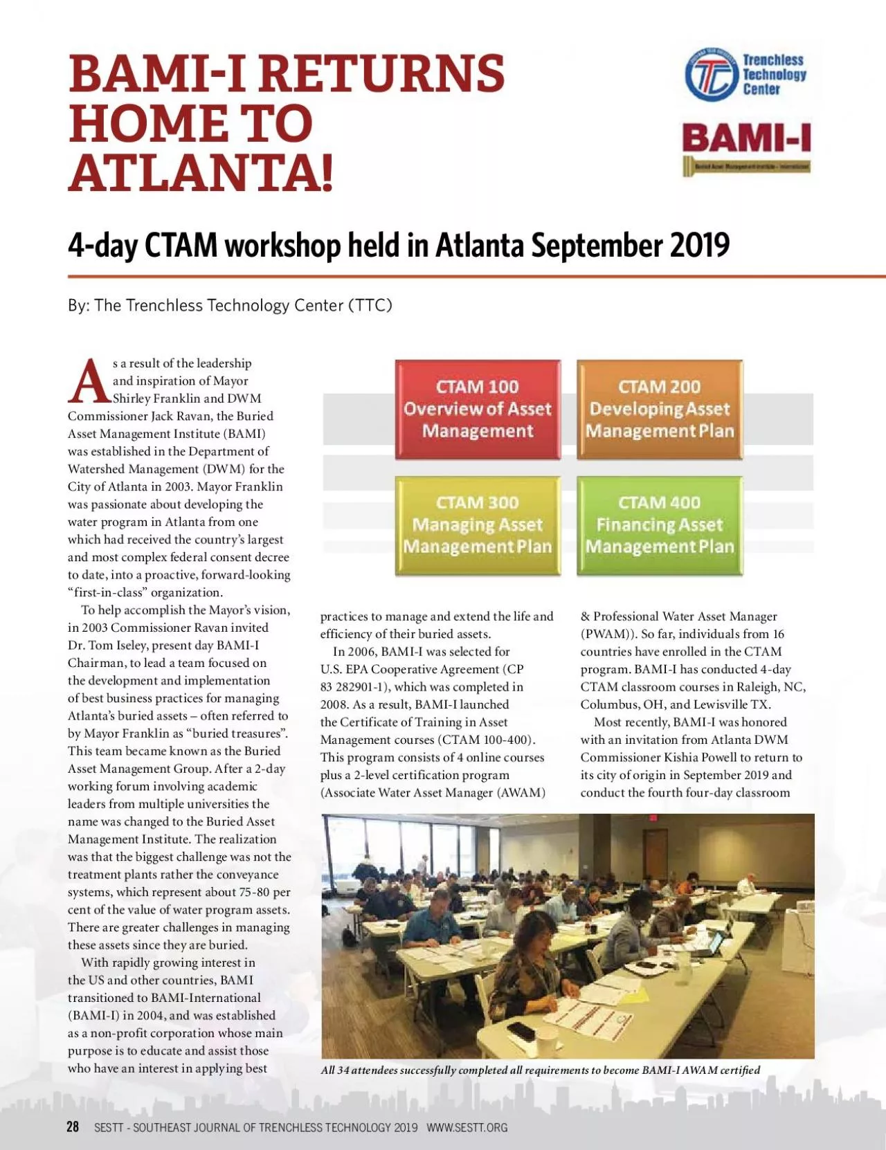 PDF-BAMII RETURNS HOME TO ATLANTA!By: The Trenchless Technology Cente