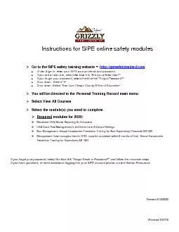 ��Revised 8/2019Instructions for SIPE online safety modu