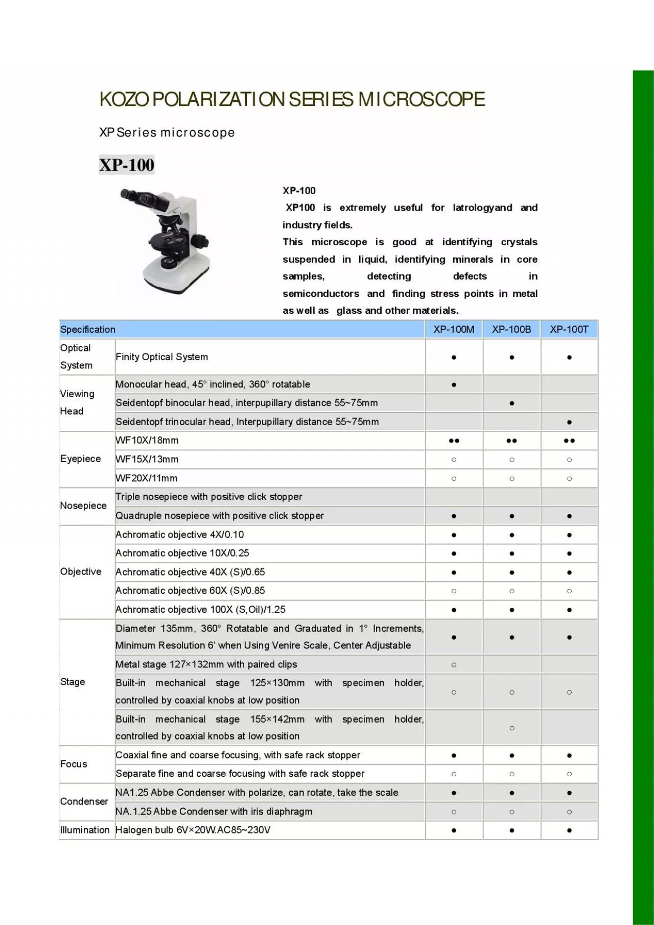 PDF-KOZO POLARIZATION SERIES MICROSCOPE XP Series microscope