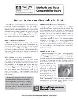 Fact Sheet: National Environmental Methods Index (NEMI)1