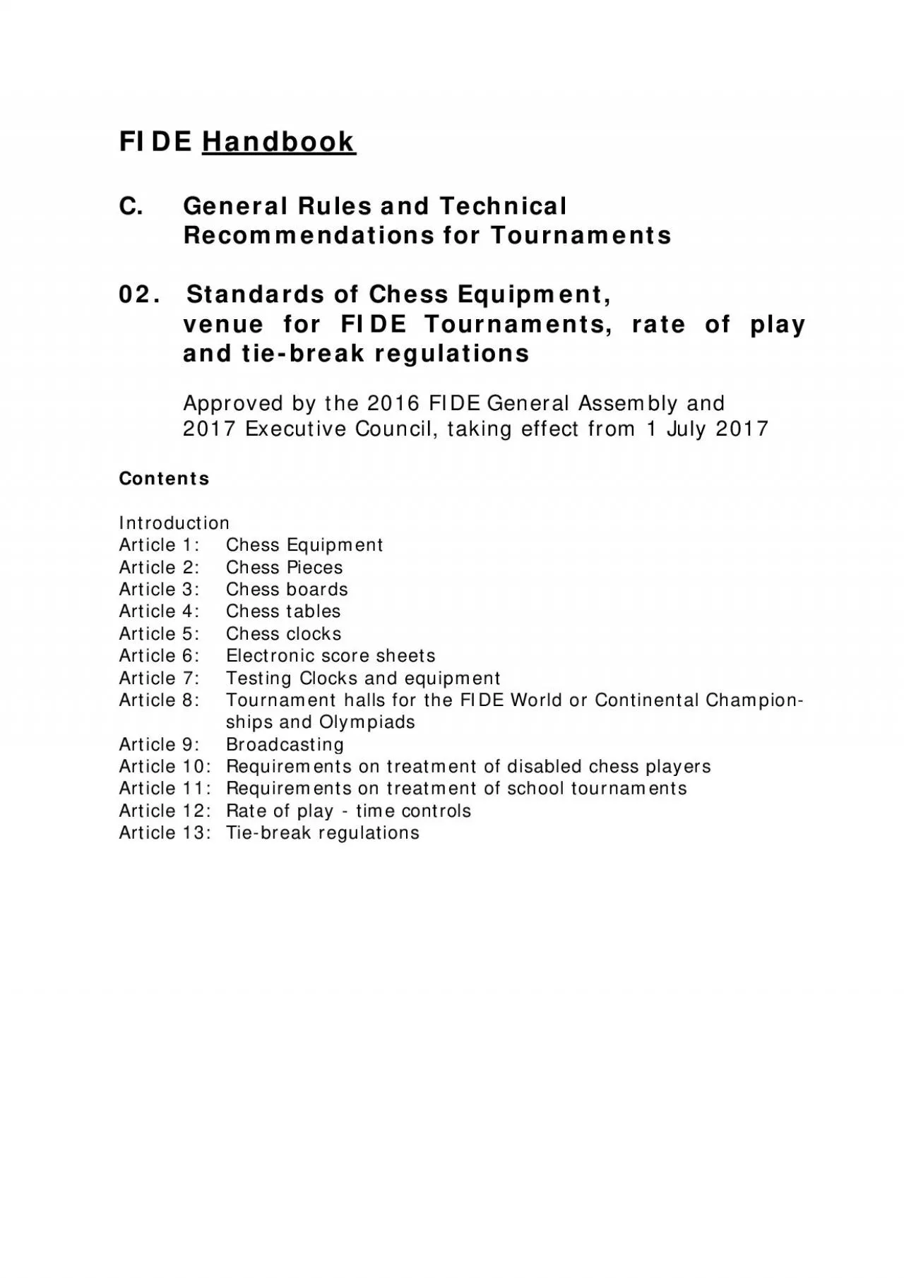 PDF-This document defines the general standards for chess equipment and co