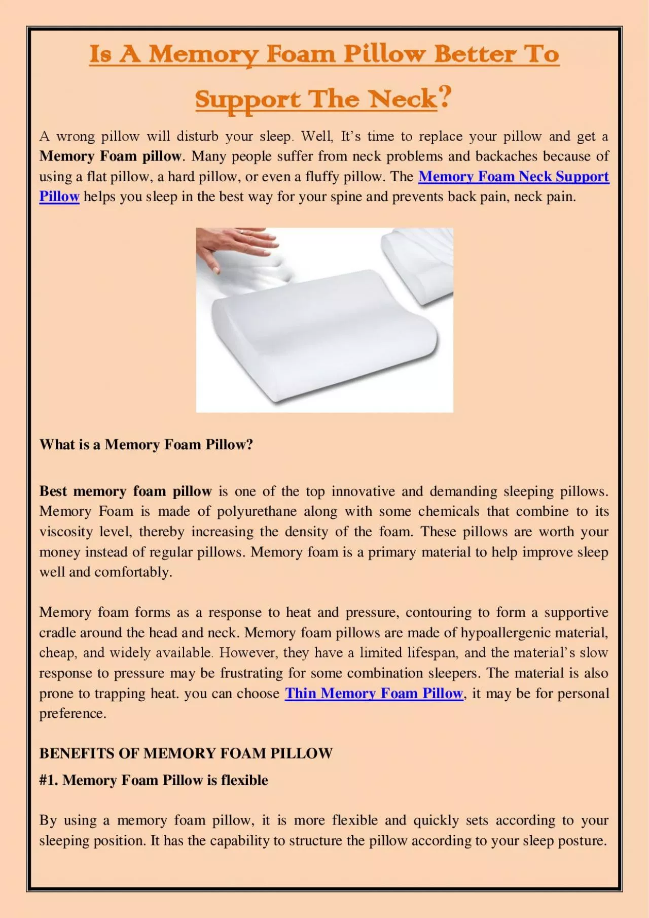 PDF-Is a Memory Foam Pillow better to support the Neck?