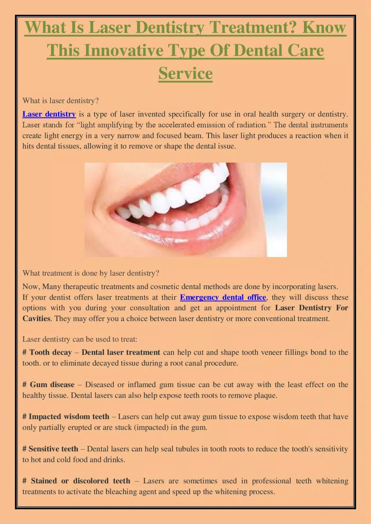 PDF-What is Laser dentistry treatment? Know this innovative type of dental care service