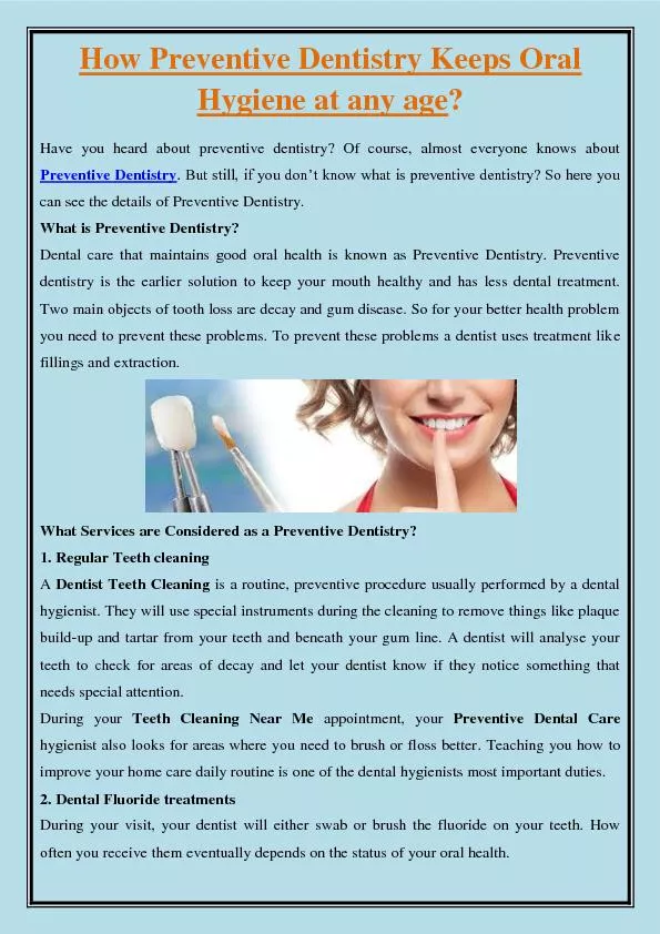 How Preventive Dentistry Keeps Oral Hygiene at any age?