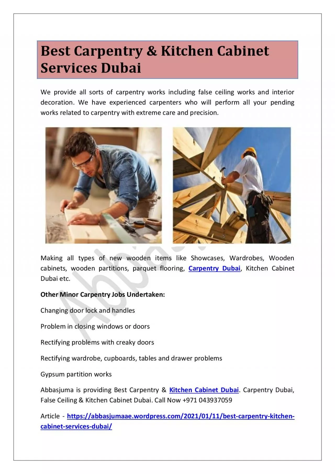 PDF-Best Carpentry & Kitchen Cabinet Services Dubai