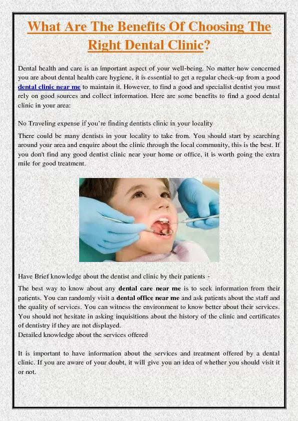 What Are The Benefits Of Choosing The Right Dental Clinic?