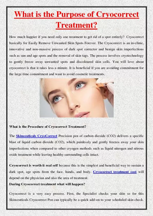 What is the Purpose of Cryocorrect Treatment?