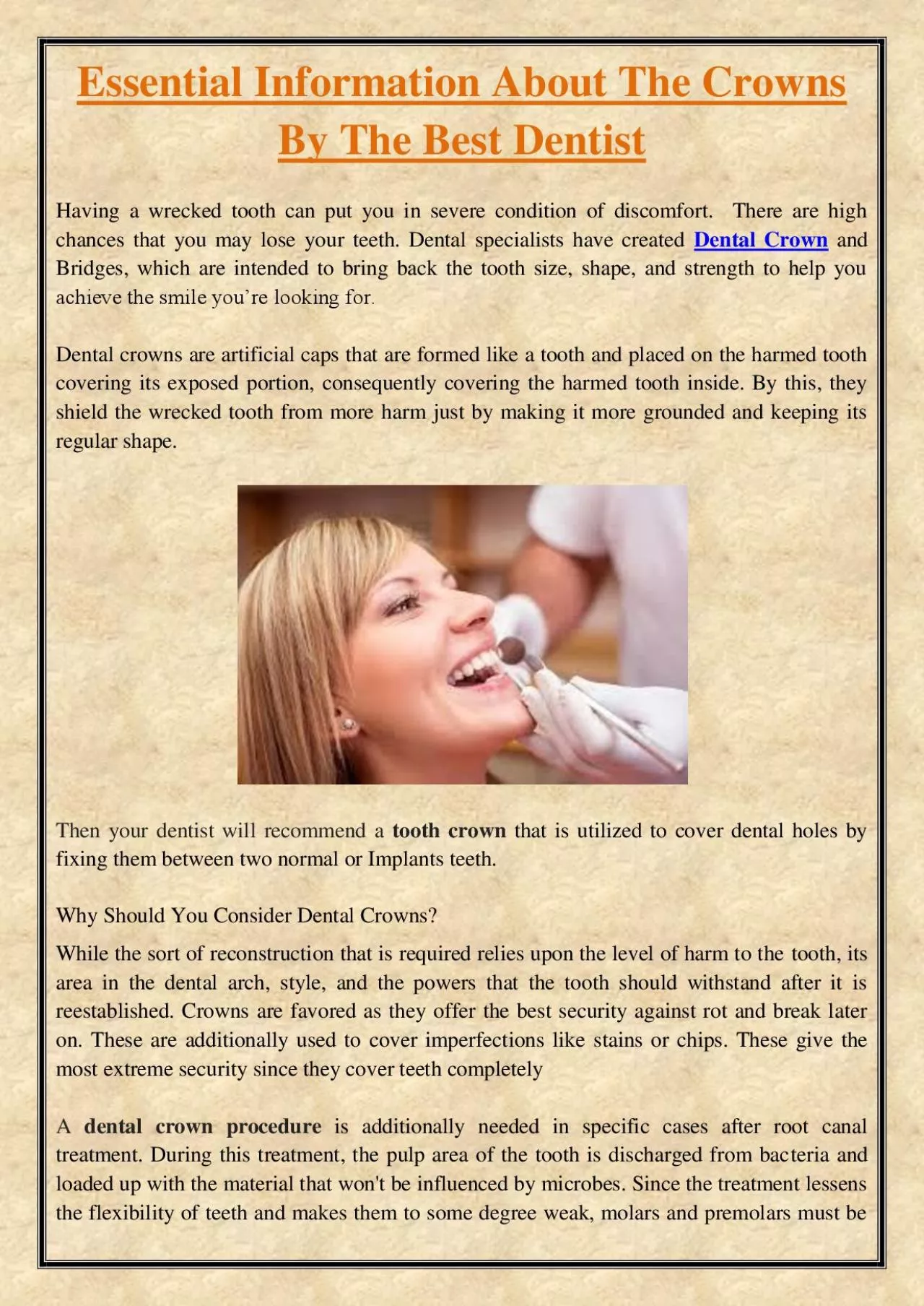 PDF-Essential Information About The Crowns By The Best Dentist