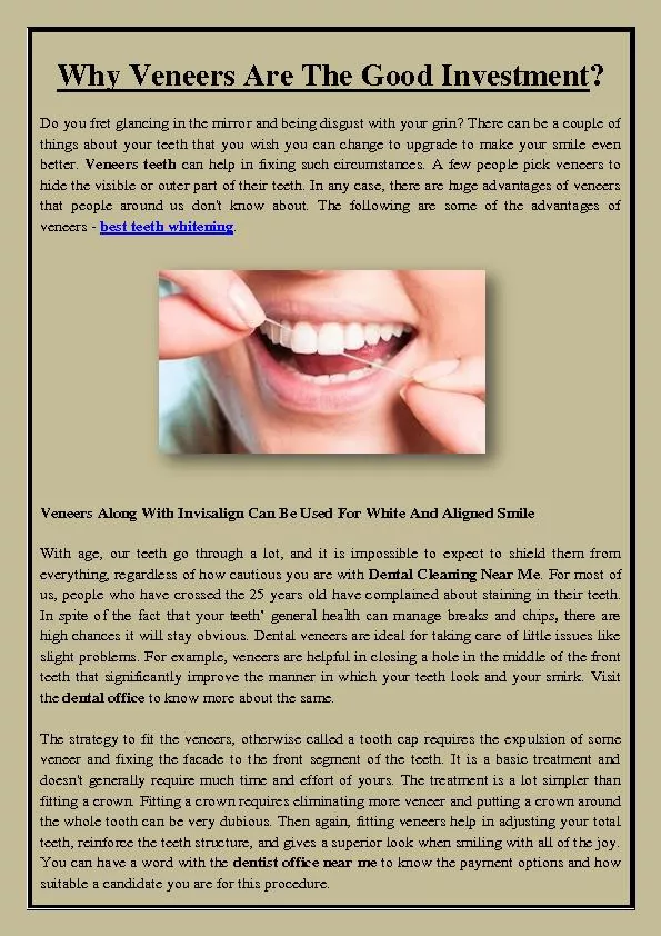 Why Veneers Are The Good Investment?
