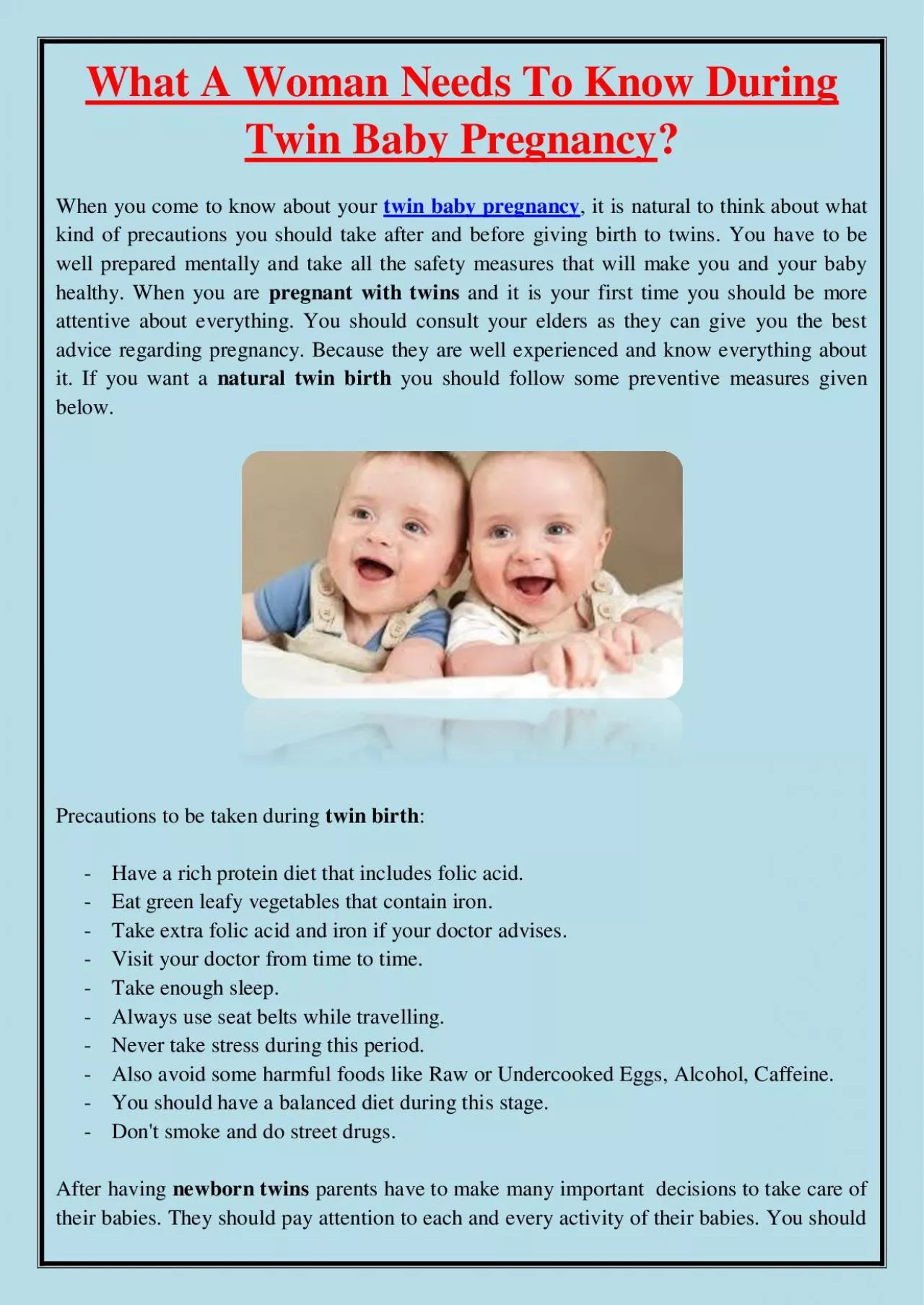 PDF-What A Woman Needs To Know During Twin Baby Pregnancy?