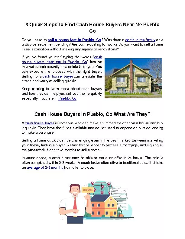 3 Quick Steps to Find Cash House Buyers Near Me Pueblo