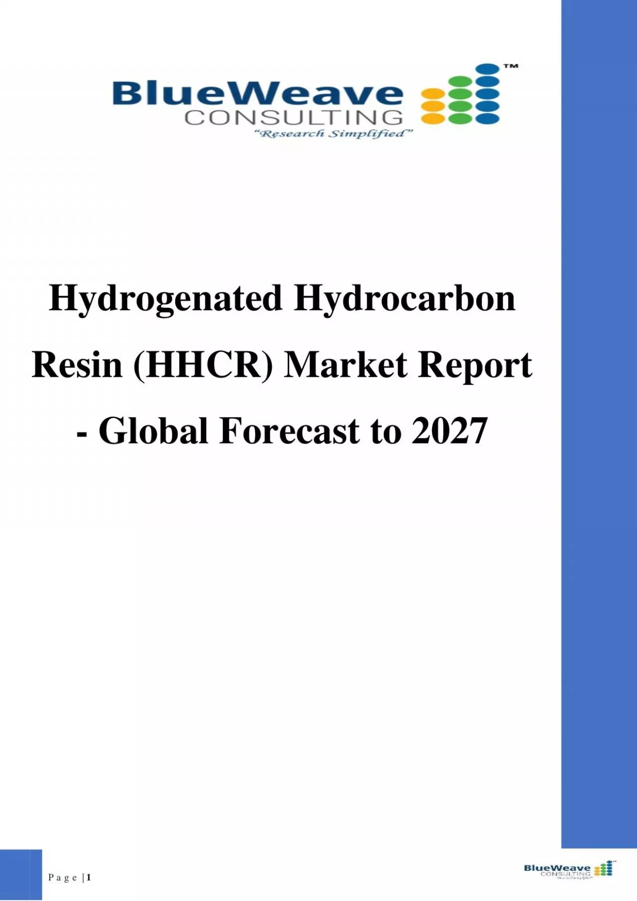 PDF-Hydrogenated Hydrocarbon Resin (HHCR) Market