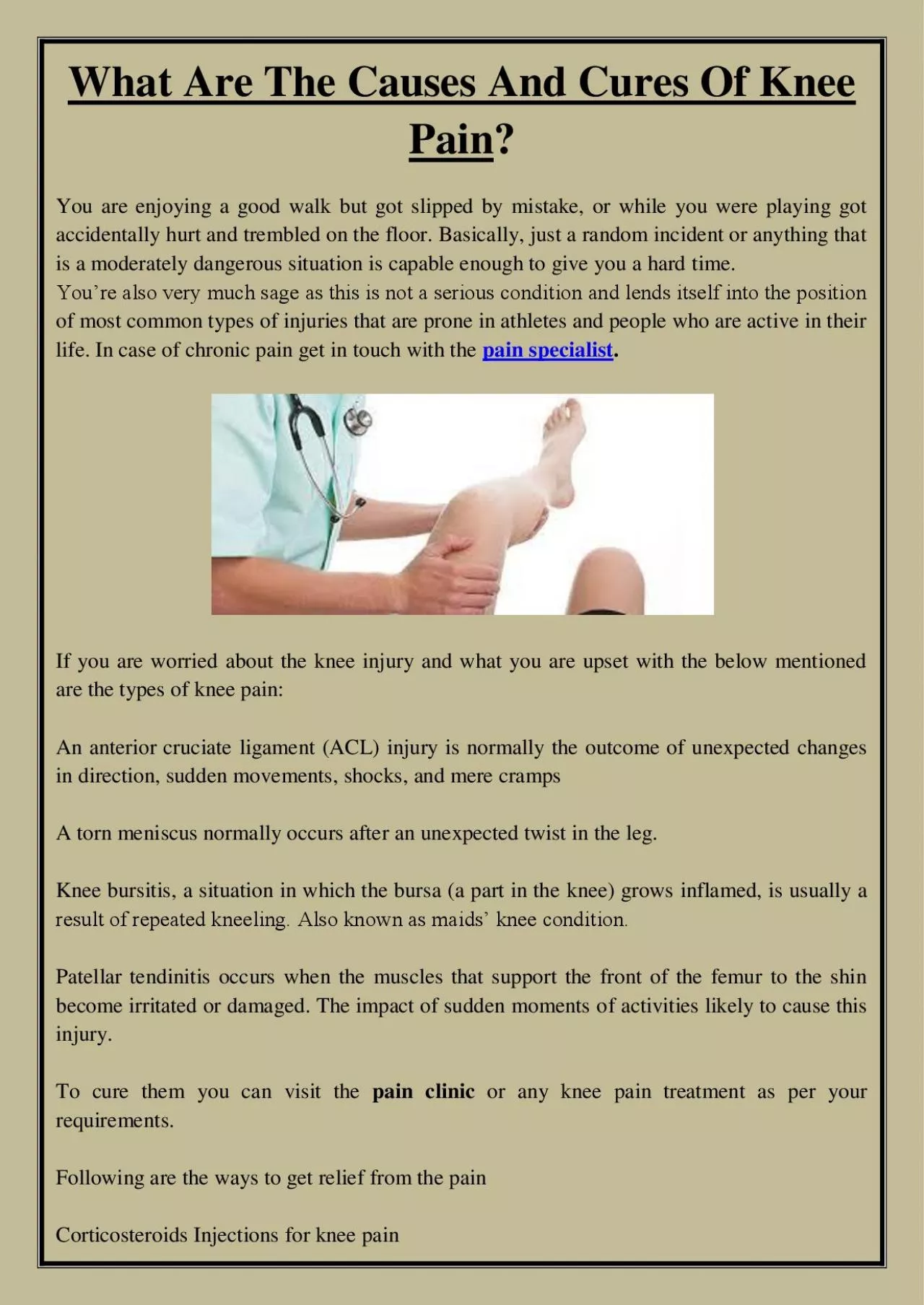 PDF-What Are The Causes And Cures Of Knee Pain?