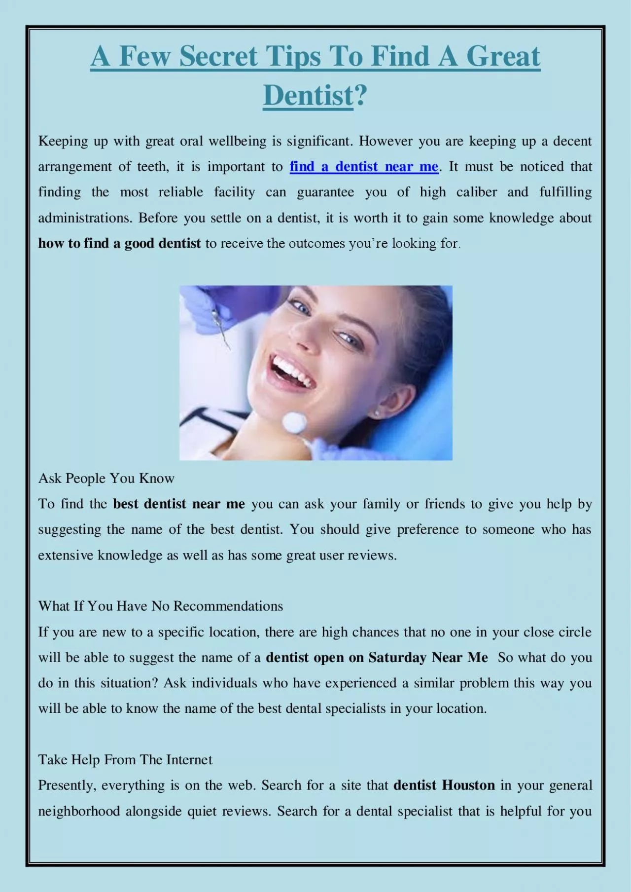 PDF-A Few Secret Tips To Find A Great Dentist?