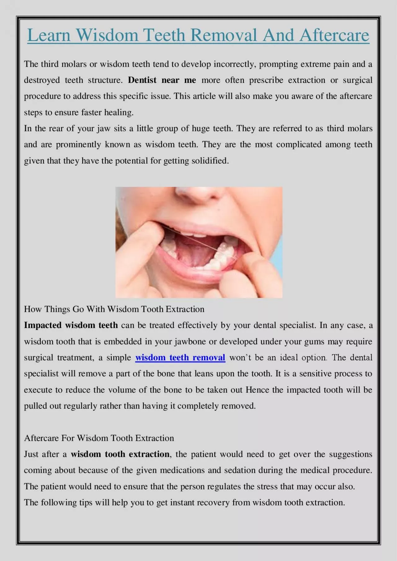 PDF-Learn Wisdom Teeth Removal And Aftercare