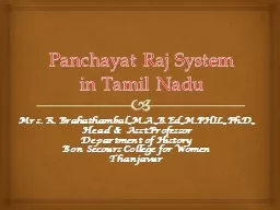 Panchayat  Raj System in Tamil Nadu