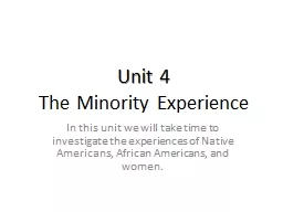 Unit 4 The Minority Experience