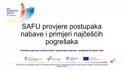 PPT-SAFU provjere postupaka nabave i primjeri najčešćih pogrešaka