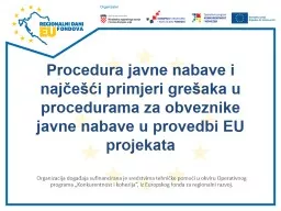 Procedura  javne nabave i najčešći primjeri grešaka u procedurama za obveznike javne nabave u p