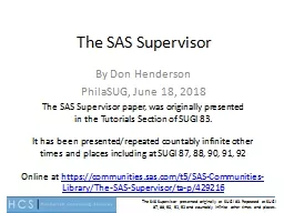 The SAS Supervisor By Don Henderson