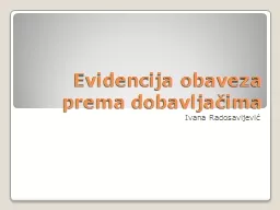 Evidencija obaveza prema dobavljačima