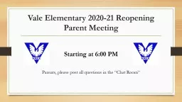 Vale Elementary 2020-21 Reopening