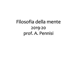 Filosofia della mente 2019-20